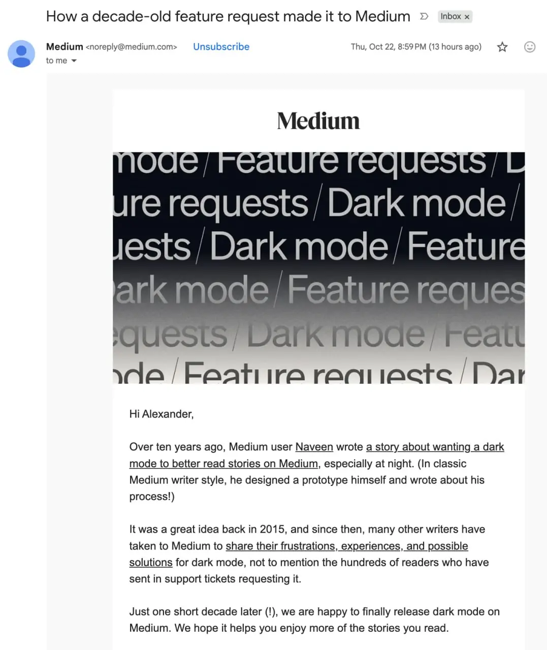 Изображение 1 из 1 к публикации «Medium наконец добавил dark mode»