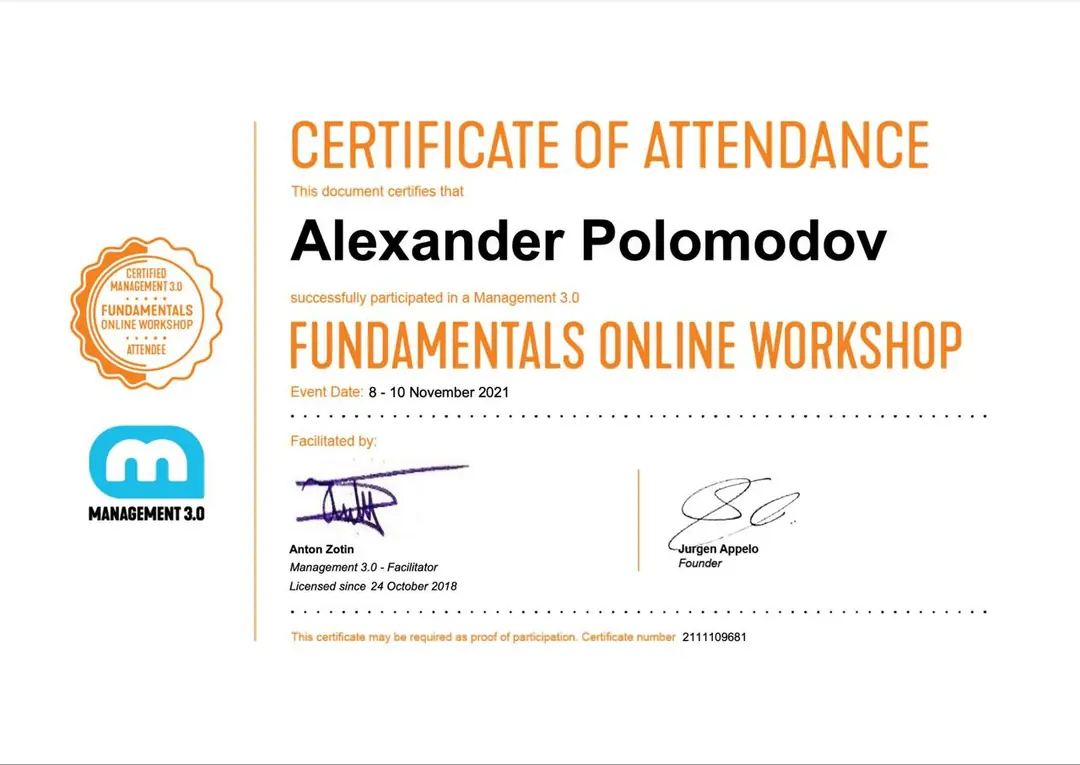 Image 1 of 1 for “Workshop on Management 3.0 from Anton Zotin”